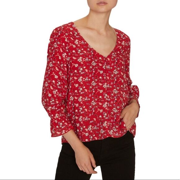 Sanctuary Farrah Floral Button Blouse Red NWOT S - Picture 10 of 10